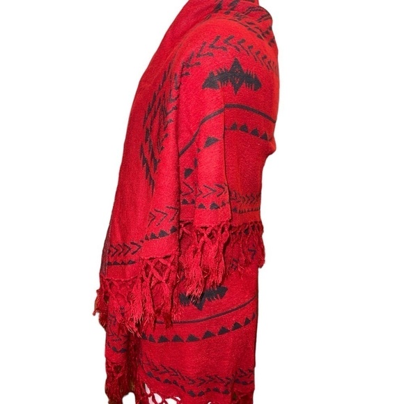 Unbranded Women's Sweater M/L Red w/Black Southwest Pattern Sleeveless Oversized - Picture 4 of 7